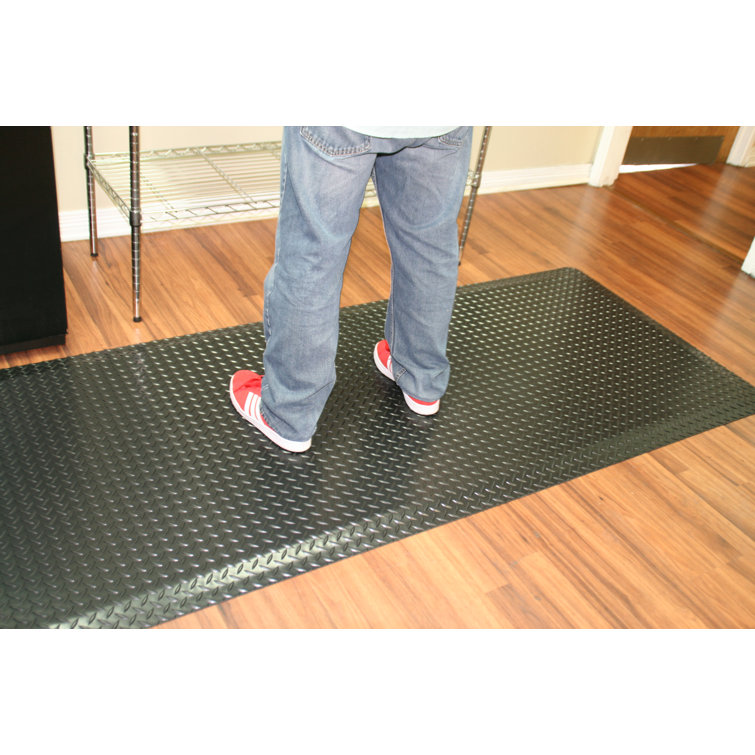 Symple Stuff Diamond Plate Anti Fatigue Garage Flooring Roll in Black